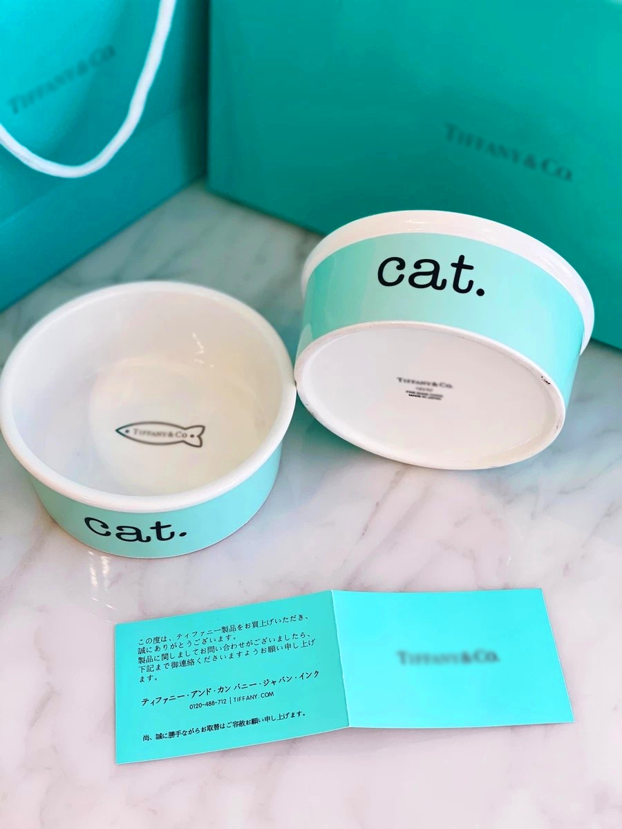 

T if fa ny & c o. Travel Camp Dog Cat Feeding Bowl Pet Water Dish Feeder Pot Ceramic Full Package Robin Blue Girlfriend Boyfriend Gift 12.7*5CM