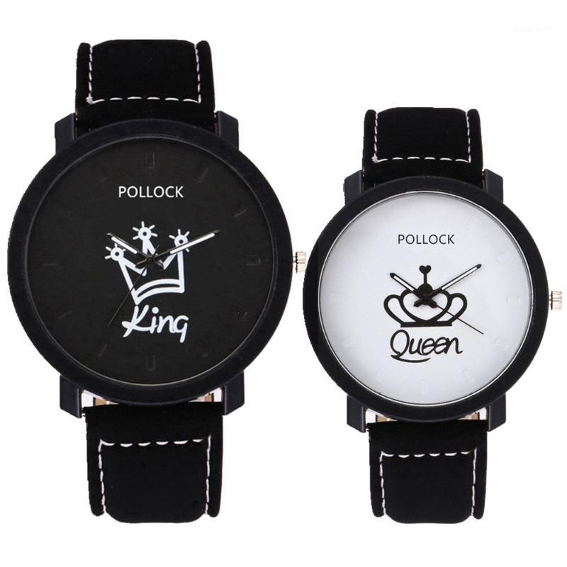 

10pcs/lot Creative Women Mens King Queen Lovers Couple Leather Watches Valentine's Day Gifts Fashion Wrist Watch Clock Wristwatches, Choose colours