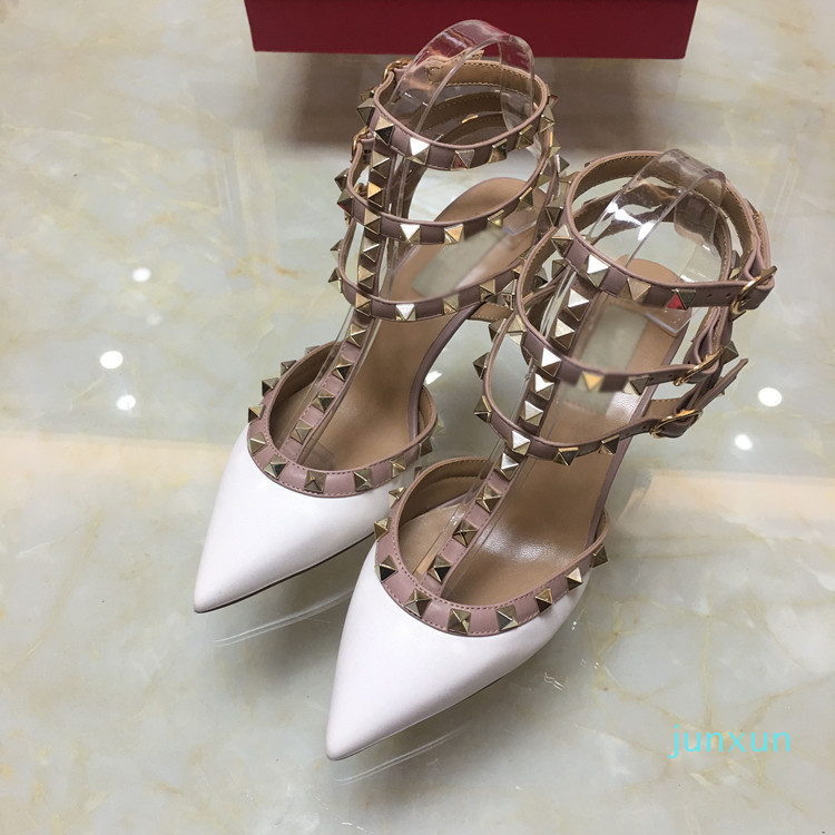 

Wholesale-women studs high heels dress shoes party fashion rivets girls sexy rock pointed toe shoes buckle platform pumps wedding shoes, As pic 12