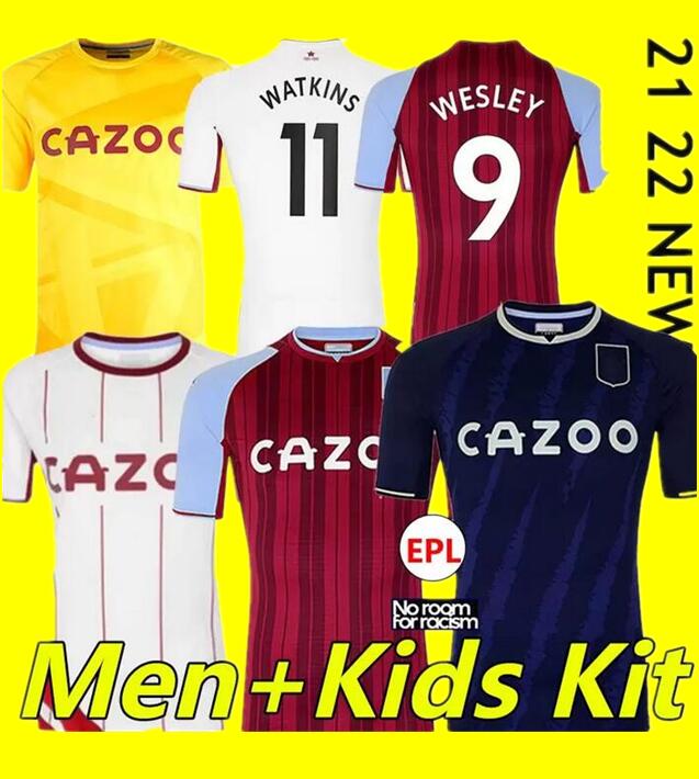 

2021 2022 Buendia soccer jerseys El Ghazi Traoré GREALISH WESLEY McGINN Retro WATKINS SANSON 21/22 goalkeeper Men kid kit full set Football Jersey, 21-22 away