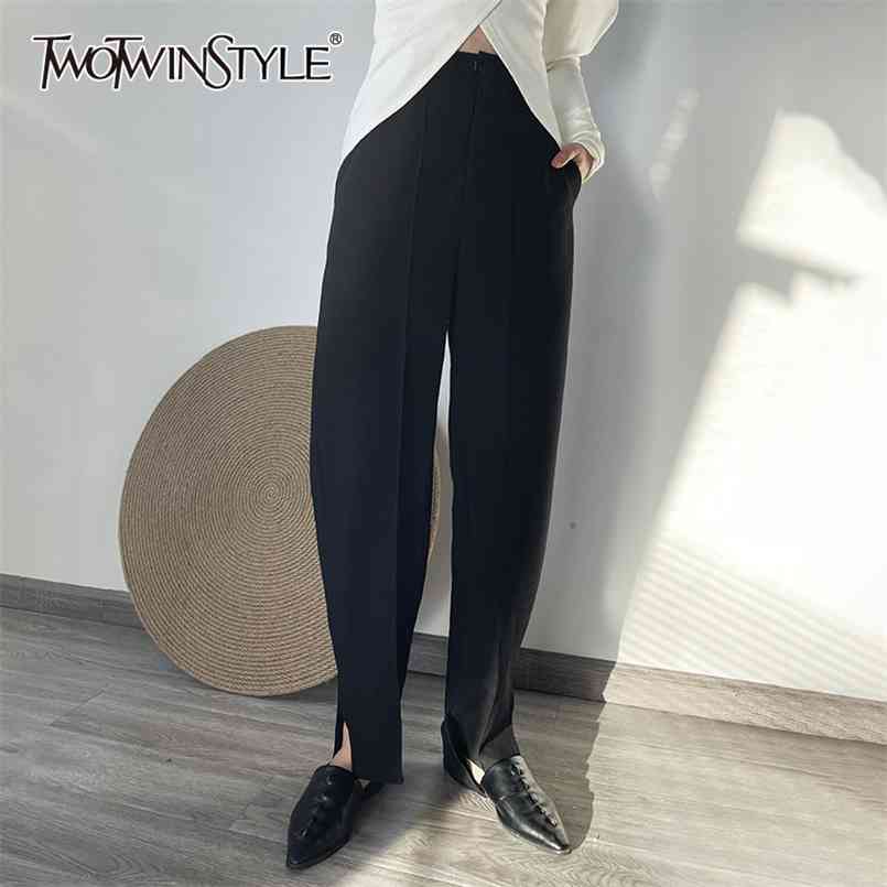 

Black Harem Pants For Women High Waist Split Loose Casual Trousers Female Fashionable Clothing Spring 210521