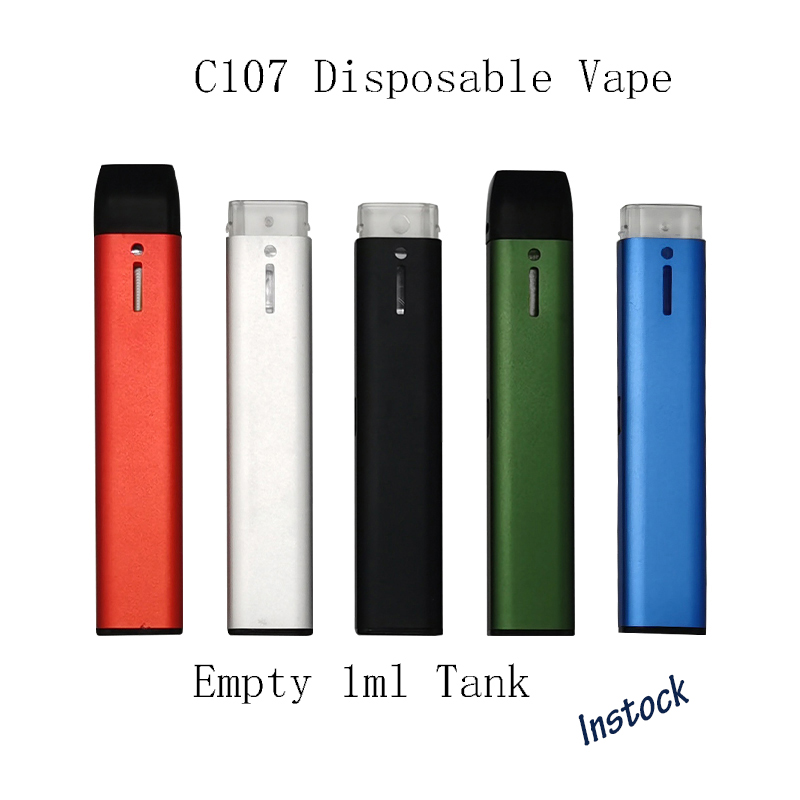 

Disposable Vape Pen Cartridges E cigarette Empty Pod Starter Kit Thick oil Vaporizer Rechargeable 1.0ml Ceramic VapeS Device 210mAh C107 Battery In stock