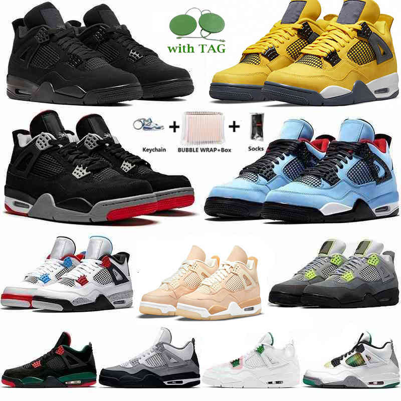 

Big Size 13 Jumpman 4 Basketball Shoes Bred Cactus Jack Cool Grey Sail Black Cat White Pizzeria 4s Women Mens lightning Sports Sneakers, 4s- rasta