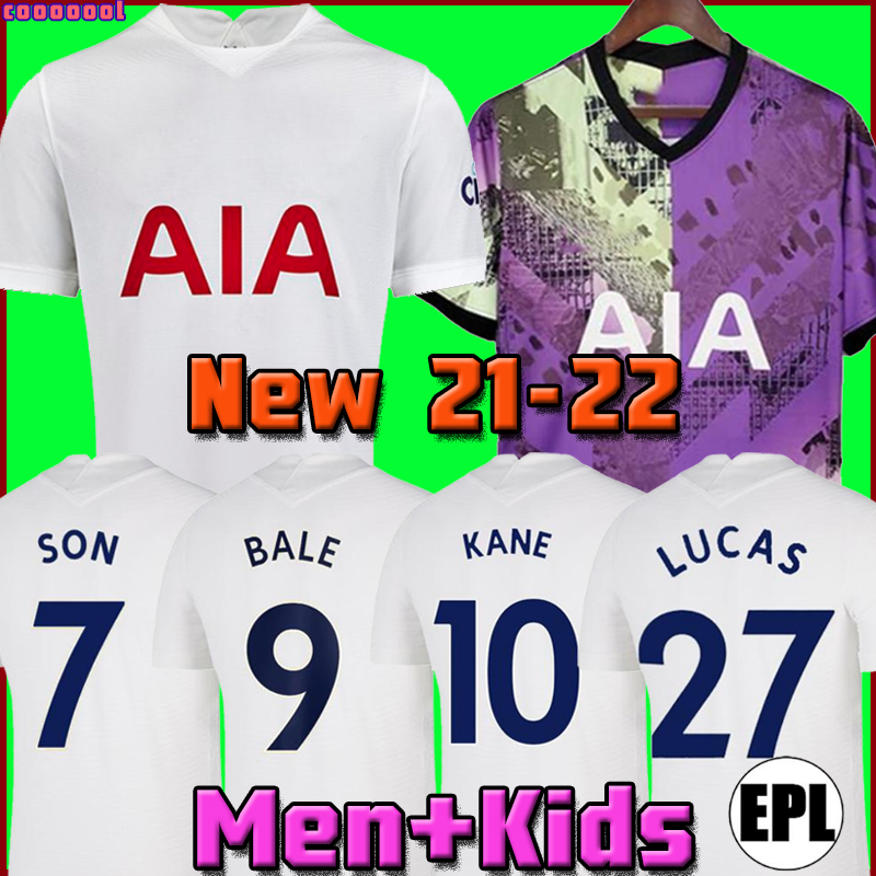 

21 22 DELE SON TOTTENHAM BALE KANE soccer jersey HOJBJERG BERGWIJN LO CELSO SPURS 2021 2022 LUCAS football shirt uniforms men + kids kit, Home men+patch2