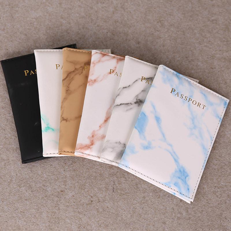 

Card Holders Passport Holder Wallet Fashion Cover Bags Unisex Pu Leather Marble Style Travel ID Case Purse, 1pcs colour random