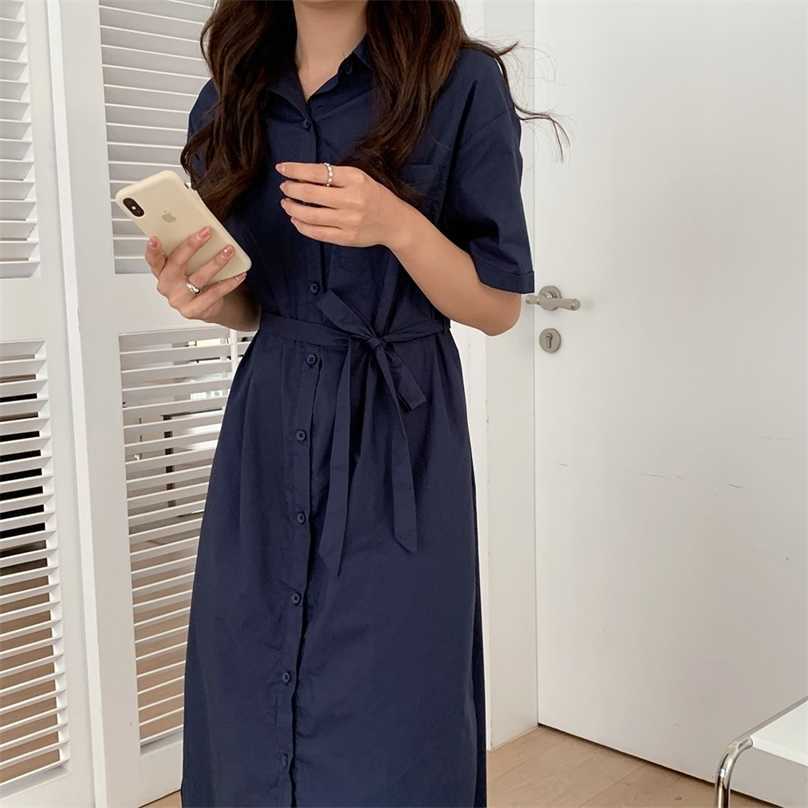 

Minimalist Solid Shirts Dress All Match Loose Femme Prom Summer Casual OL Lady Streetwear Long Dresses Vestidos 210525, Khaki