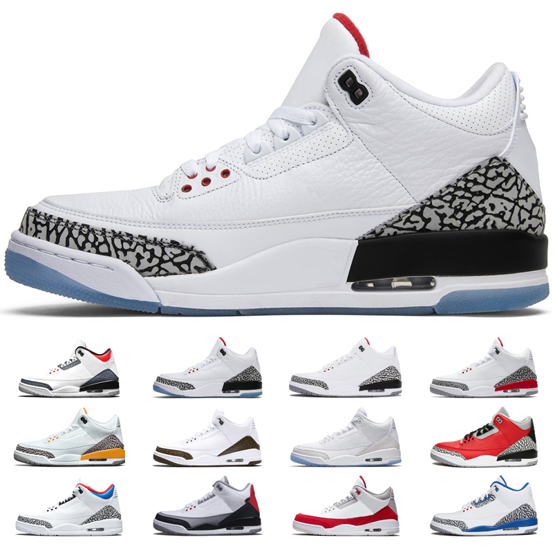 

Jumpman 3s Basketball Shoes 3 Mens Cool Grey Katrina Mocha UNC Tinker NRG Laser Orange Pure White True Blue SEOUL Trainers Outdoor Sneakers Sports Size 36-47, Black cement