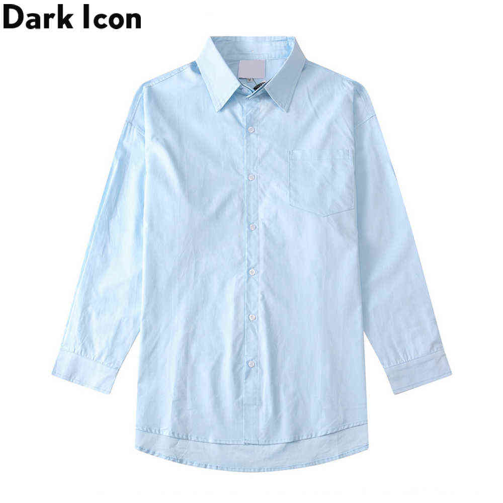 

Plain Shirt Men Long Sleeve Turn-down Collar Shirts for Men Cotton Plus Size Blue Shirts 210603, Sky blue