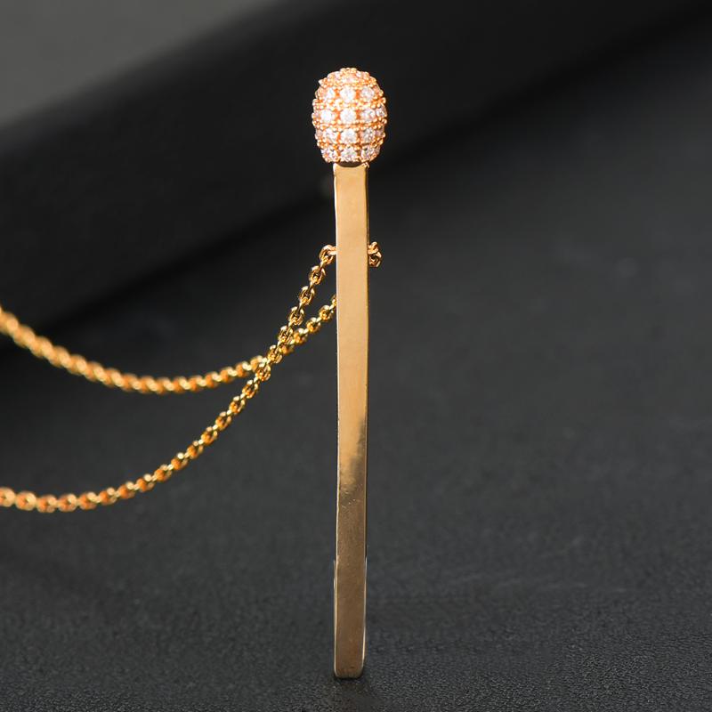 

Fashion Chic Microphone Pendant Necklace Chain Jewelry For Women Girl Bridal Wedding Full Shiny CZ 2021 Romantic Gift Necklaces