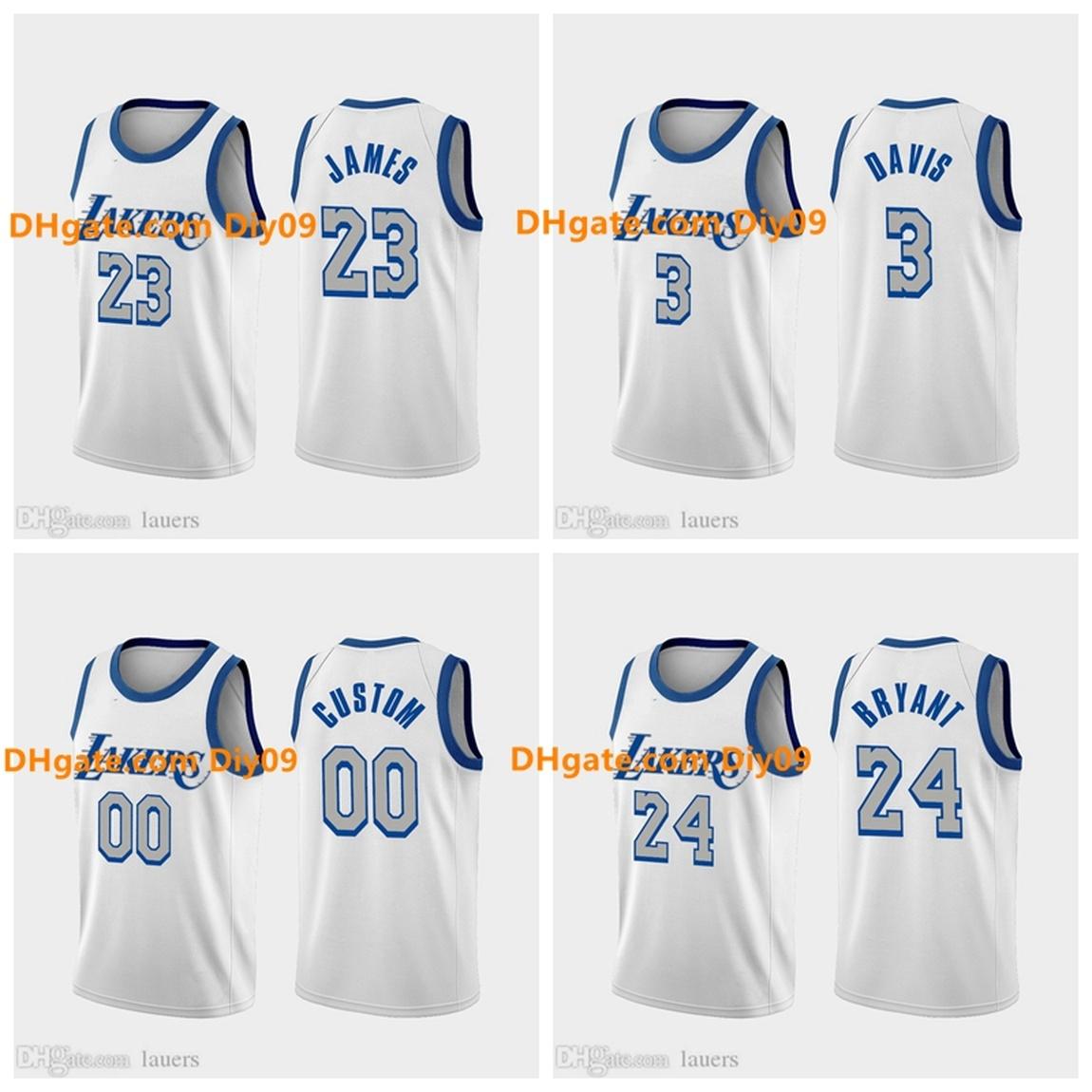 

Custom 23 Lebron James new Los Angeles Lakers Kobe Bryant Anthony Davis 2020/21 Swingman City Basketball Jersey, Black;red