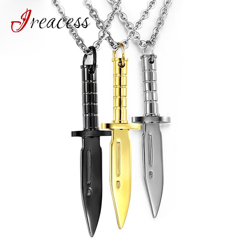 

Pendant Necklaces IREACESS Fashion Men Necklace Stainless Steel Sword Dagger Knife Male Vintage Punk For Jewelry Link Chain