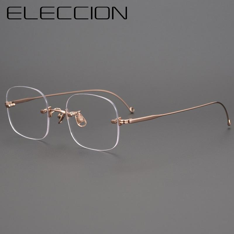 

Fashion Sunglasses Frames ELECCION Brand Prue Titanium Optical Frame Women Rimless Glasses Female Frameless Eyeglasses Clear Lens
