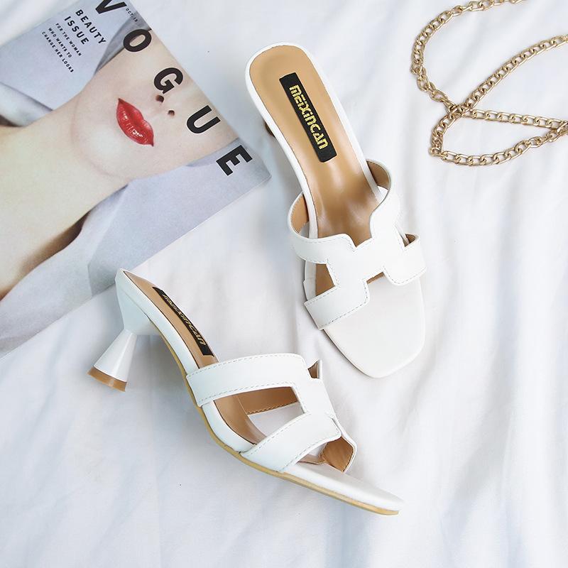 

Slippers Kalsooni 2021 Women Summer Heels Middle-heel Sandals Modern, Beige