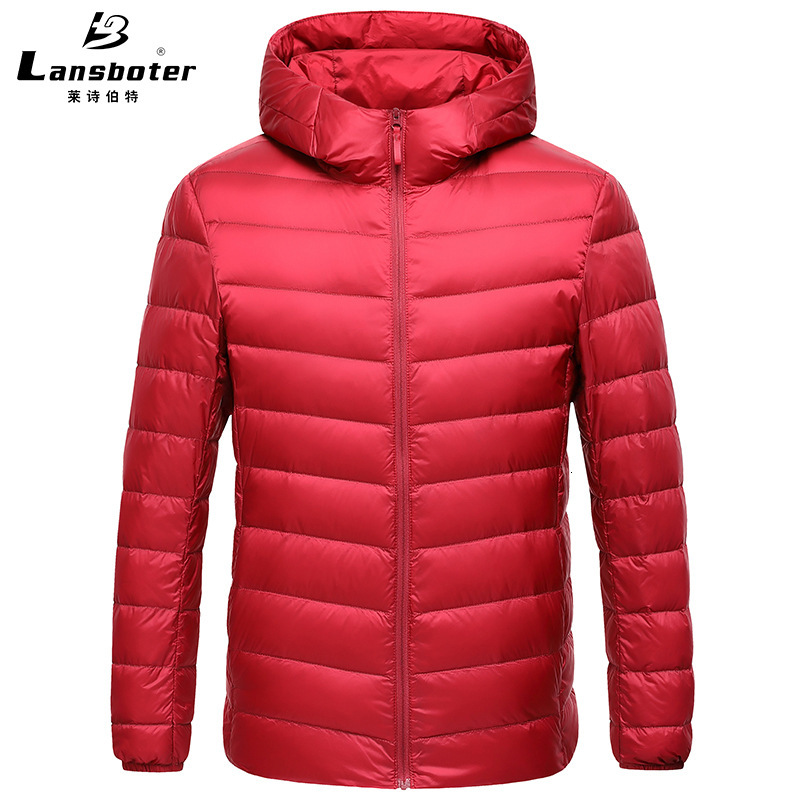 

Leshbert autumn men's light down jacket hooded youth warm trend, Black