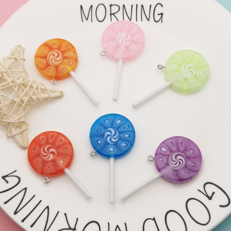 

10Pcs Big Size Sweet Lollipop Resin Charms Pendants Keychain Bracelet Finding Candy Charms Jewelry DIY Accessories 58*30mm Craft