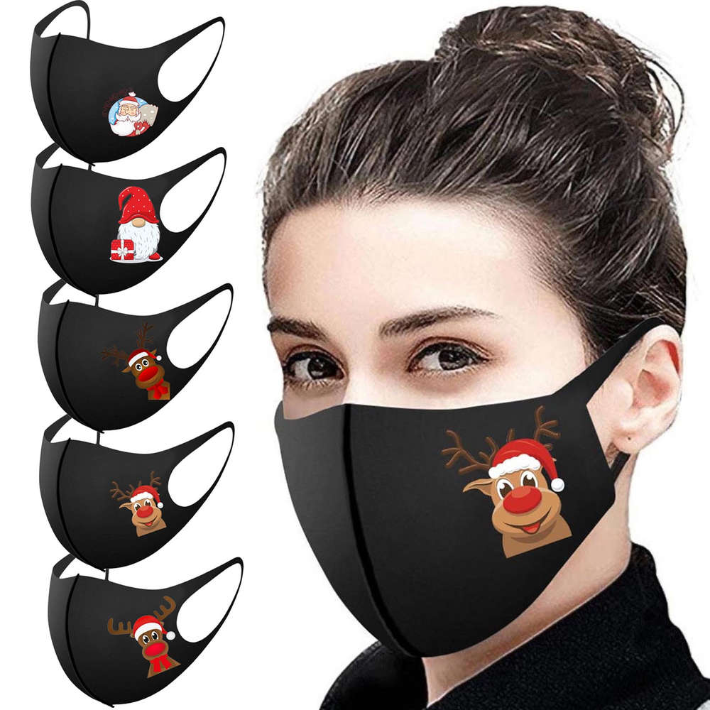 

5pcs Adult's Prints Face Mask Washable less Printed Christmas Decoration for Cosplay Accessory