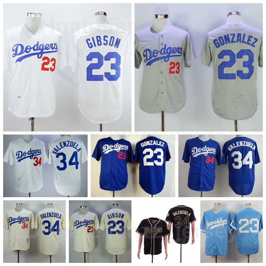 1988 1981 Vintage Kirk Gibson Jersey 23 Victor Gonzalez Retro Baseball 34 Fernando Valenzuela Flexbase Blue White Black Beige Grey Cool Base Coopers