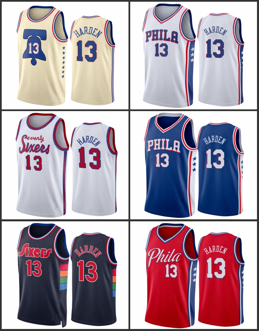 

Men Philadelphia 76ers''James Harden 2022 Trade 75th Anniversary Icon Edition Jersey, Black