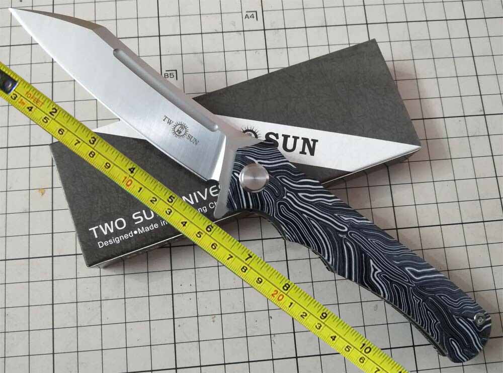 

Twosun 12C27N Steel Flipper Pocket Folding Knife TS124-G10-UP