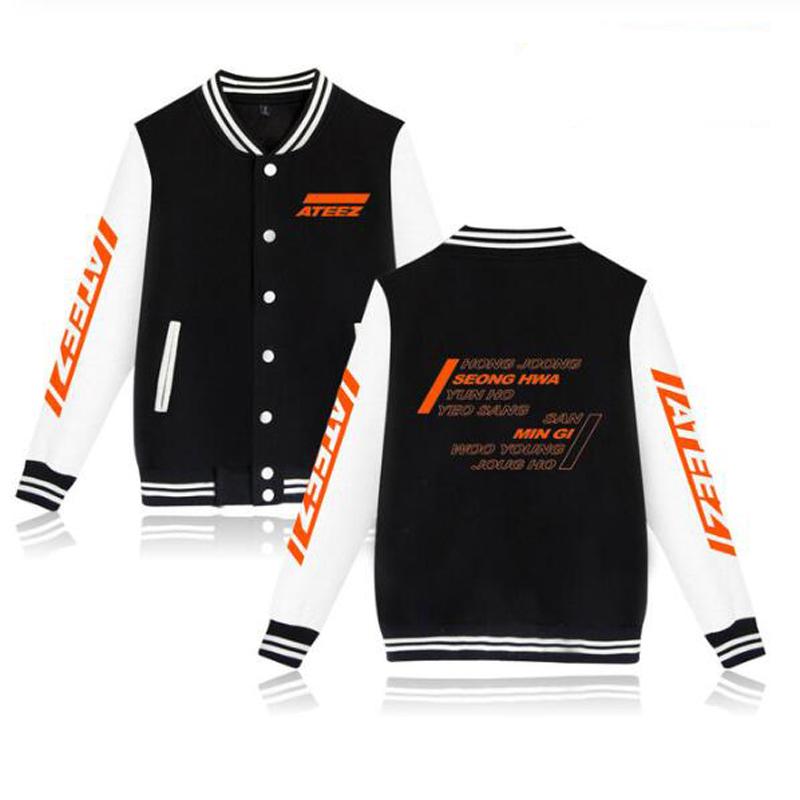 

Women's Hoodies & Sweatshirts KPOP ATEEZ Hongjoong Seonghwa Yeosang San Mingi Wooyoung Zip-up Baseball Uniform Fleece Jacket Women Men, 027