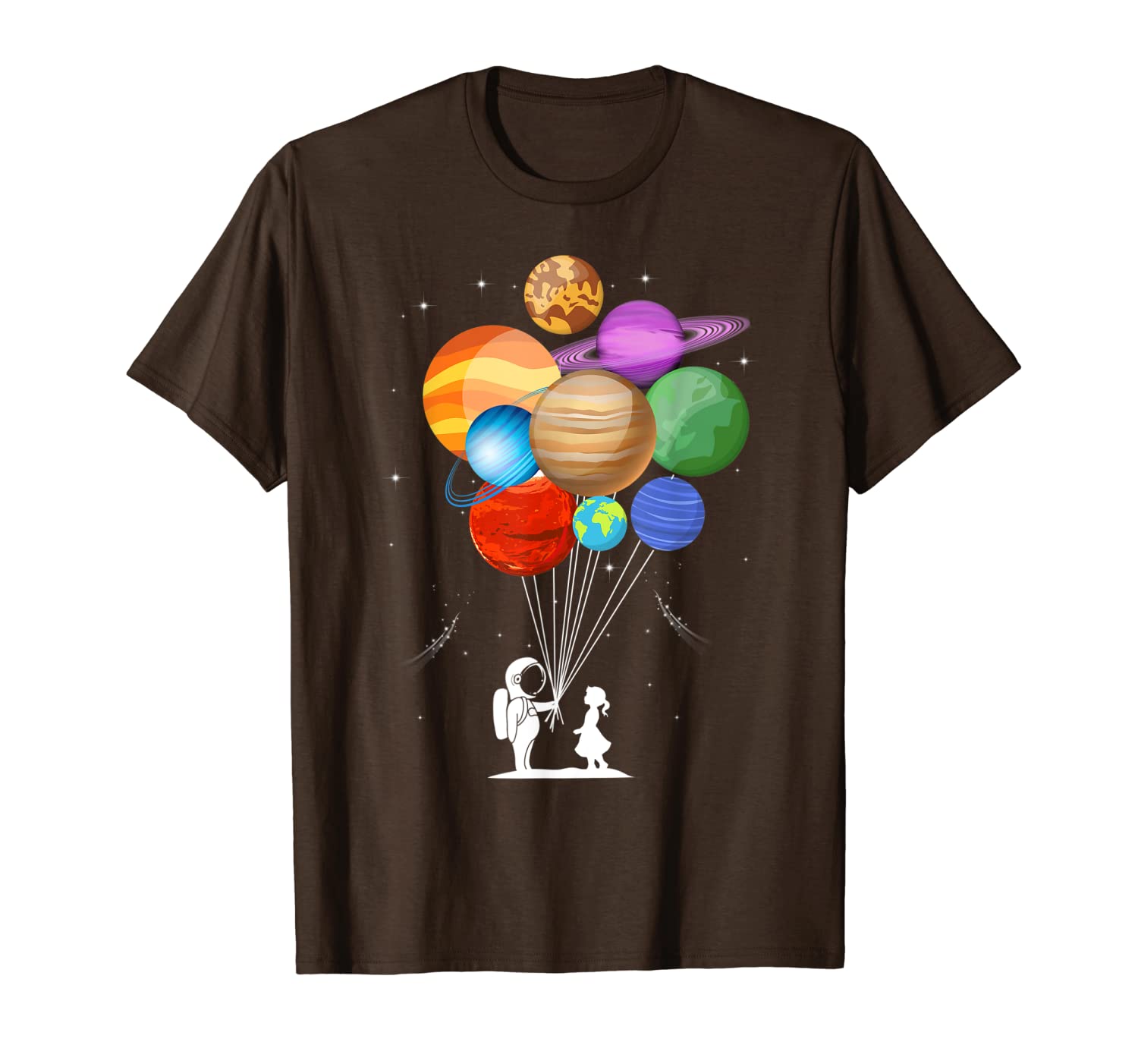 

astronaut balloons space planets astronomy t-shirt, White;black