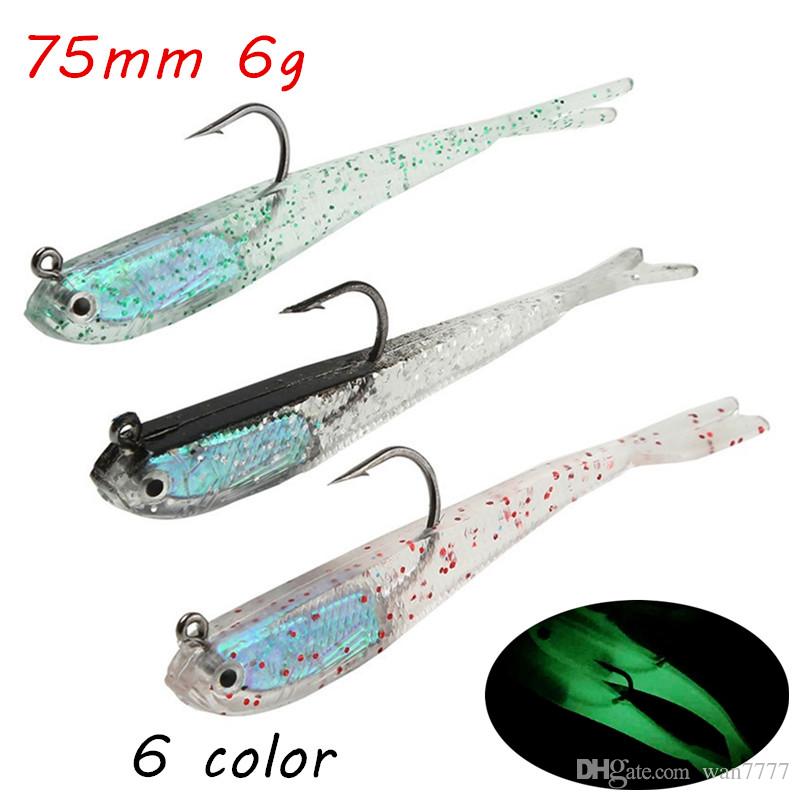

10pcs/lot 3D Eyes Jigs Hook Fishing Hooks 6 Colors 75mm 6g Fishing Lure Soft Baits & Lures WA_30