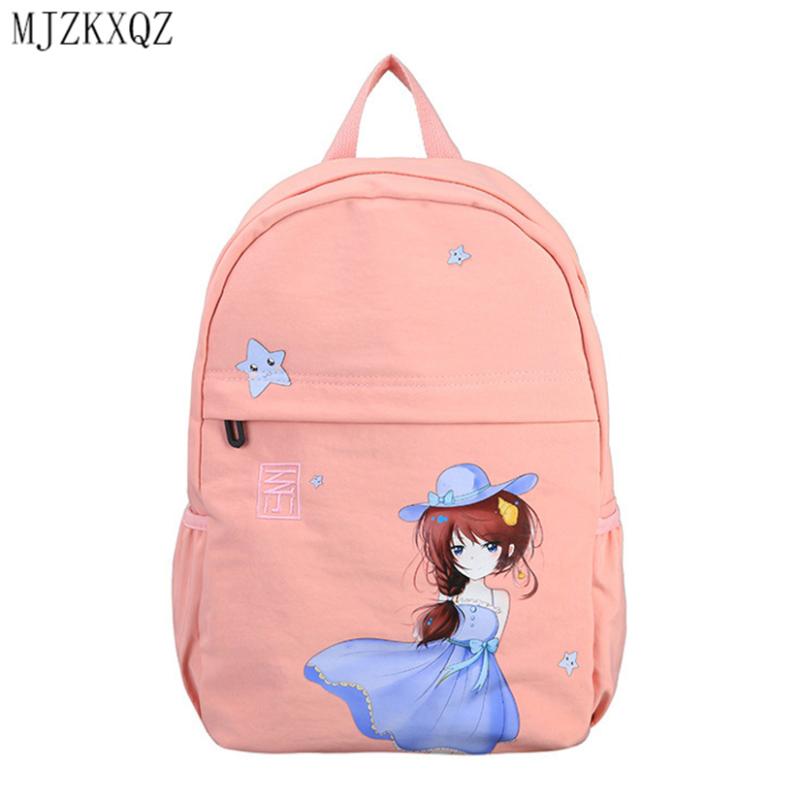 

Nylon Backpacks For School Teenagers Girls Pink Bag Cute Print Women Bagpack Ladies Travel Mochilas Bolsa Sac Bags