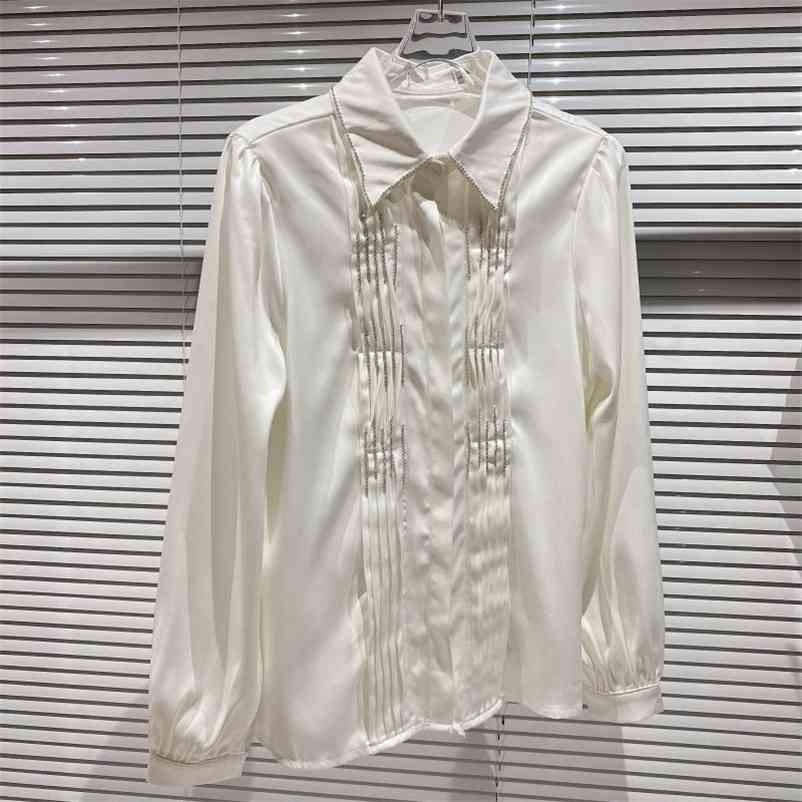 

Women Temperament Shirt Turn-down Collar Long Sleeve Loose Fit Fashion Spring Summer 11B036 210525, Black