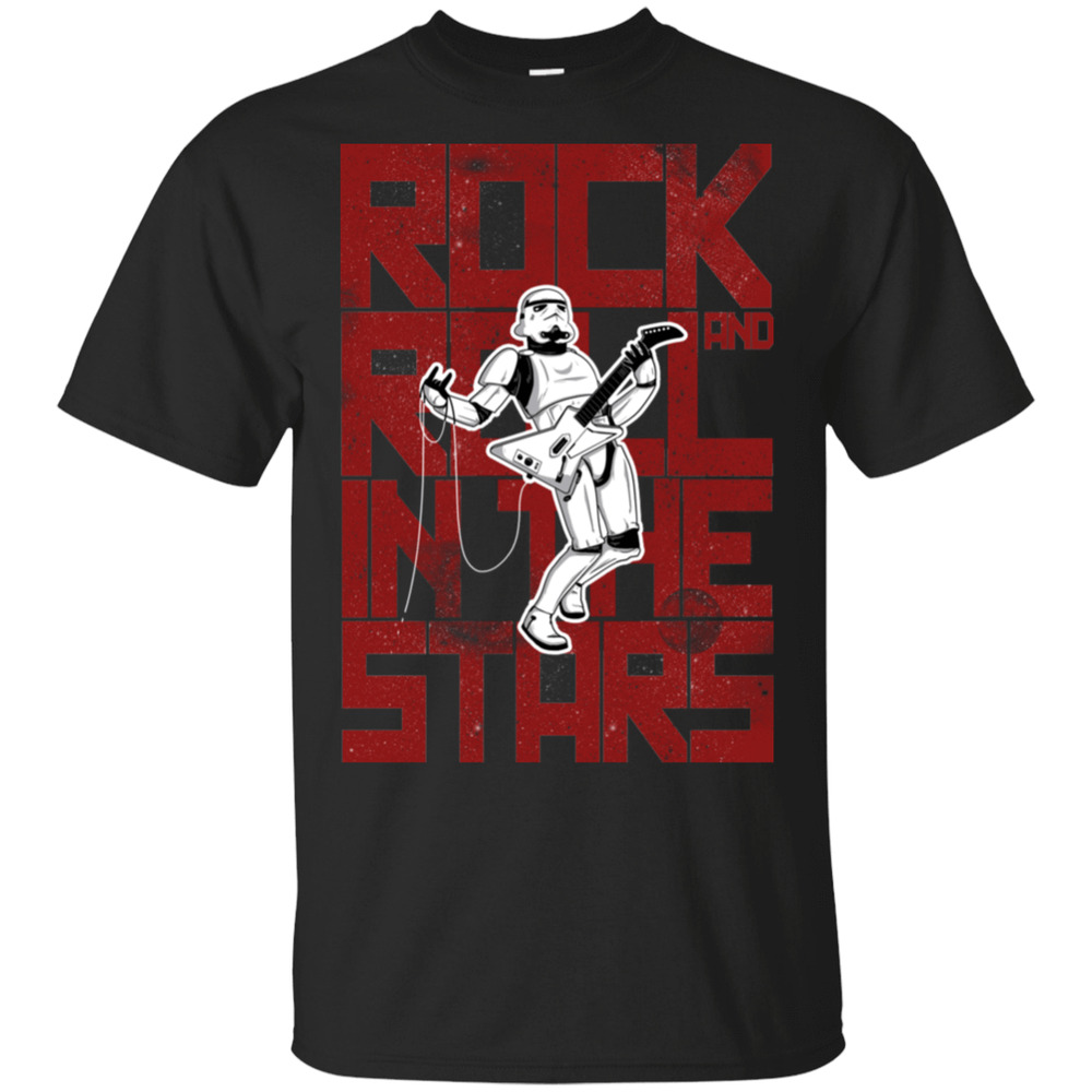 

Space Wars Stormtrooper Rock n Roll In The Star Funny Parody Black T-Shirt S6XL, White;black