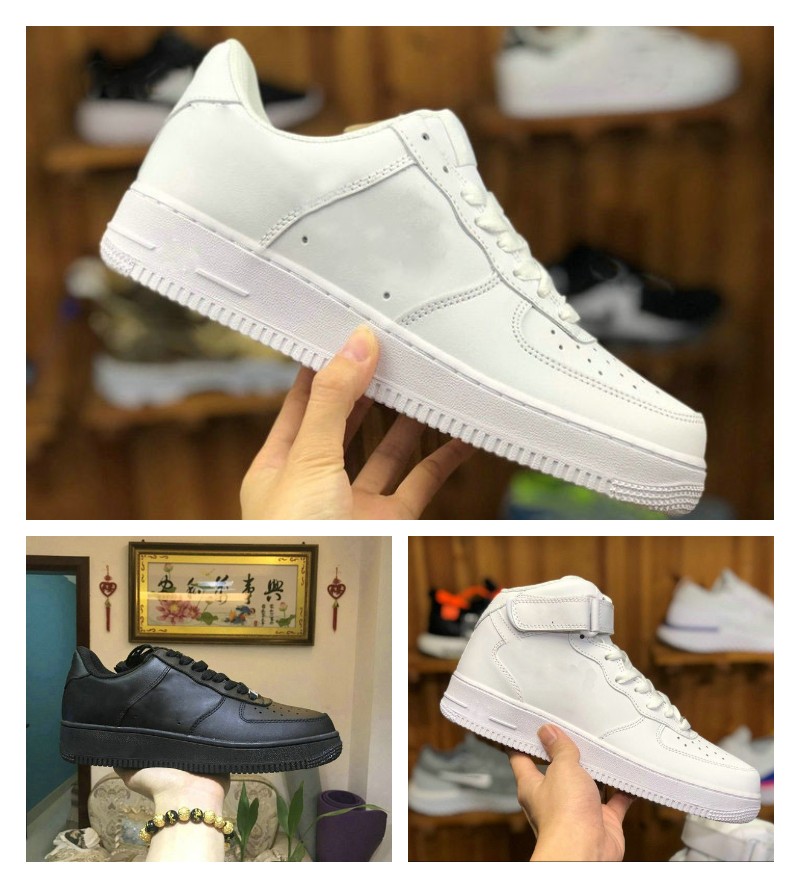 

Top Quality 2021 Forces Mens Low Skateboard Running Shoes Cheap One Unisex 1 Knit Euro Air High Men Women All White Black Red Leather Traine
