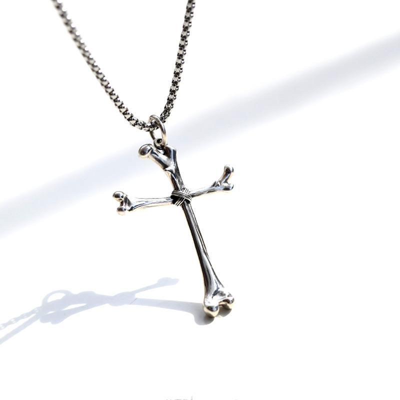 

Chains Unique 316L Stainless Steel Bone Cross Pendant Necklace Men Women Punk Hiphop Skeleton Trend Fashion Jewelry Gift