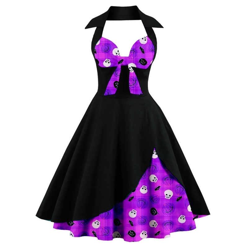 

Skull neck bow dress n0007 women's wear, White;black