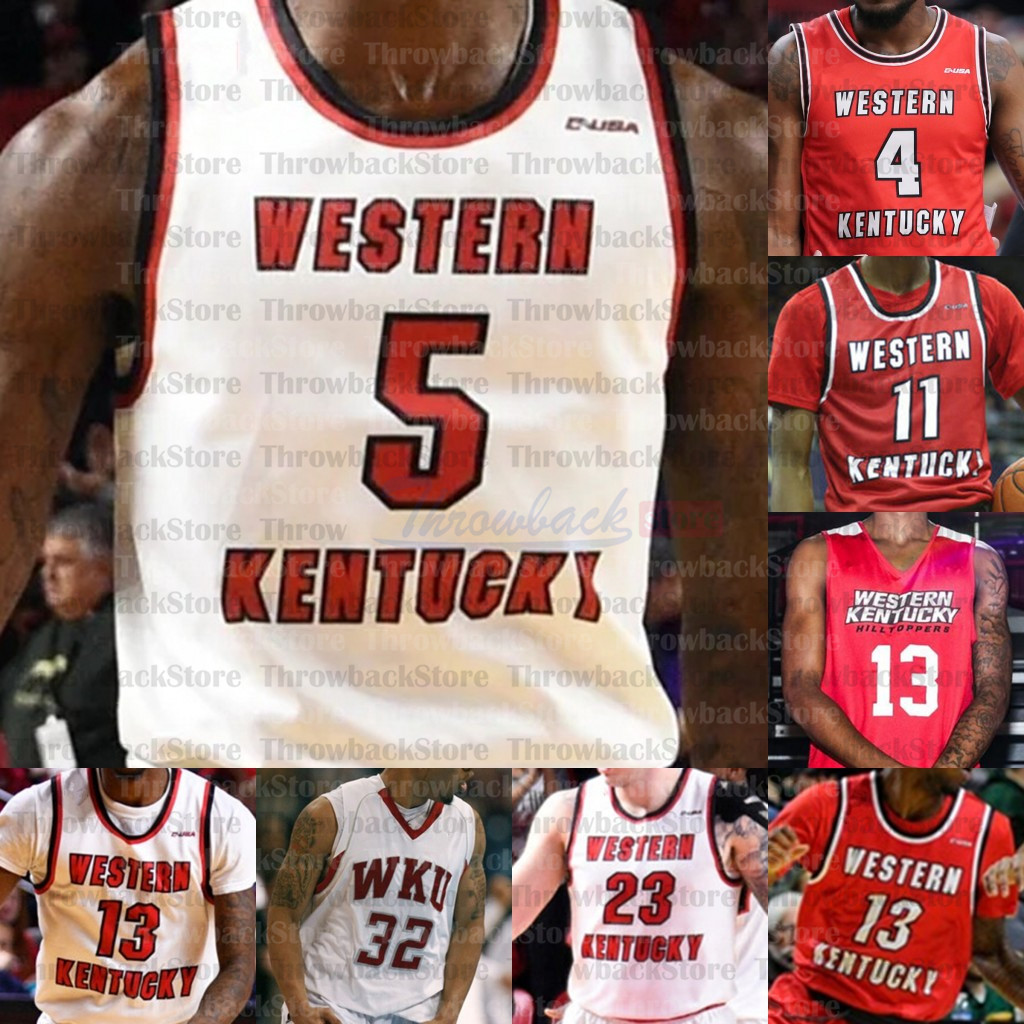 

Custom Western Kentucky Hilltoppers College Basketball jerseys Hollingsworth Charles Bassey Carson Williams Savage Anderson Camron Justice Lee, White ii