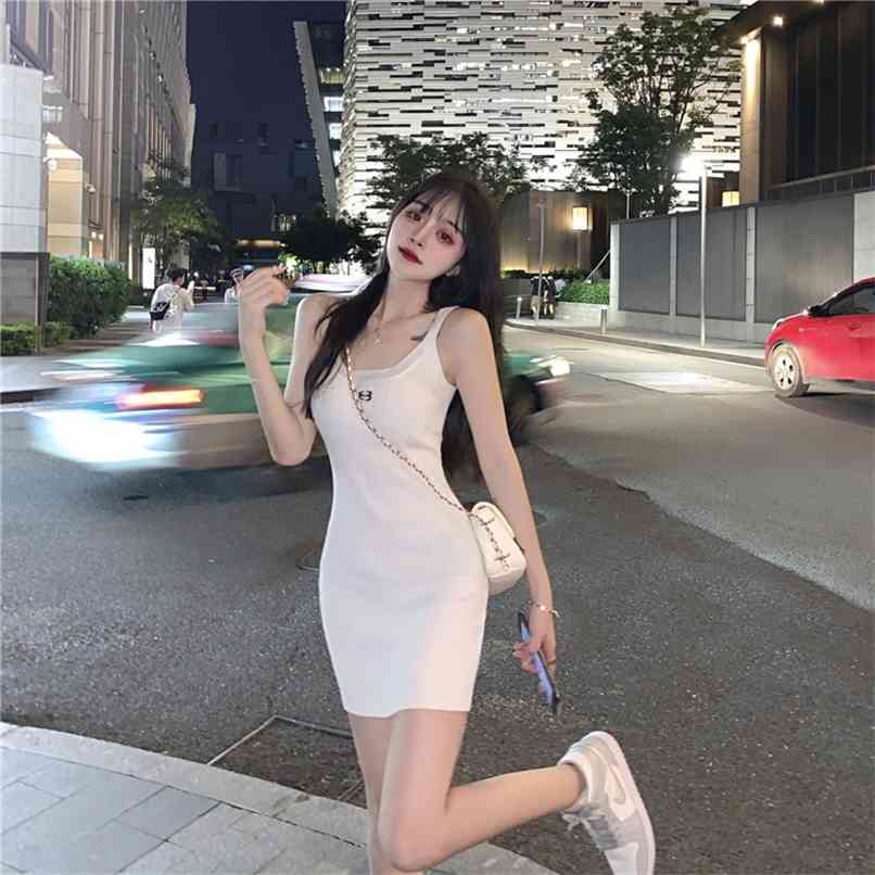

Fashion fan female skirt summer slim high stretch knitted suspender all-match short dress 210520, Gray
