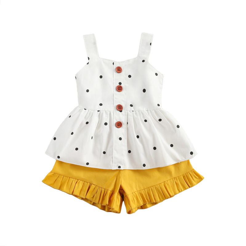 

Clothing Sets Born Baby Girls Summer Clothes Set Sleeveless Polka Dot Tops Vest Shorts Infant Princess Casual Outfits, White