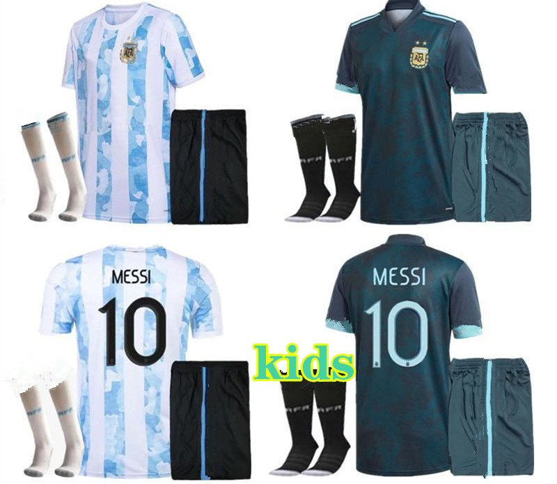 

Kids Argentina Soccer Jersey Sets 2021 22 MESSI DI MARIA CORREA OCAMPOS LO CELSO L.MARTINEZ child football shirt kit socks, Image