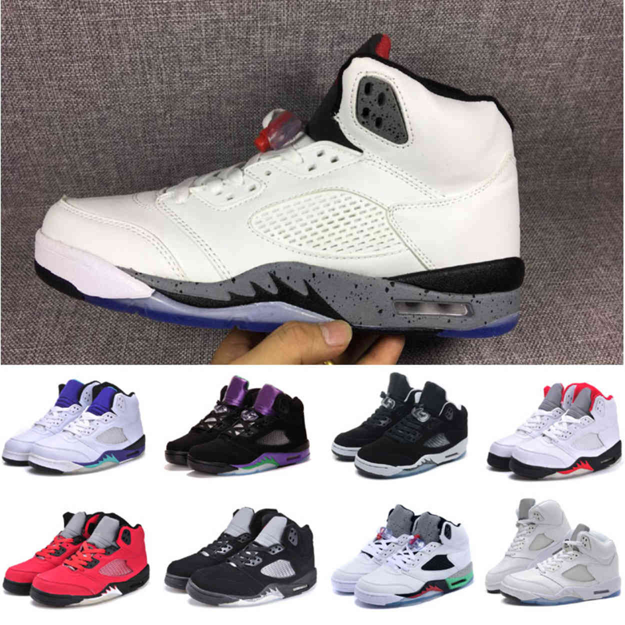 

fashion V wholesale White Black Cement For Mens Basketball Shoes 5 Mid Athletic Sport AIR Sneakers
