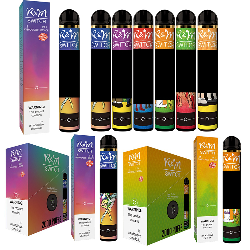 

R&M SWITCH 2 in 1 Disposable E cigarettes Cartoon design Device 2000 Puffs Vape Pen 8ml Pre-filled Pods 1100mAh Battery Vapors Vaporizers legend