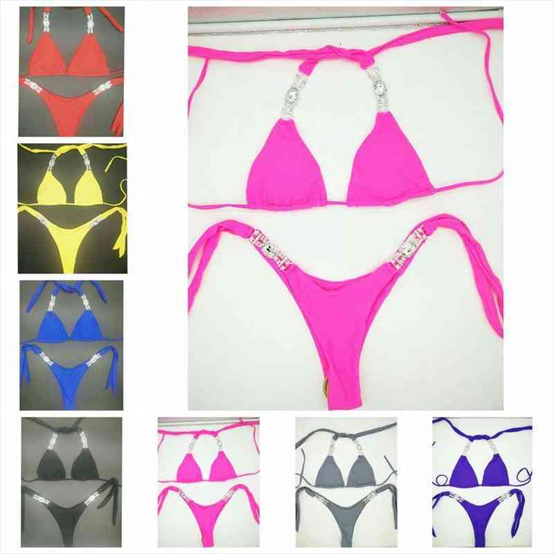 

crystal bikini set brazilian padded bathing suit push up swimwear women bikinis bandage diamond bikini, White;black