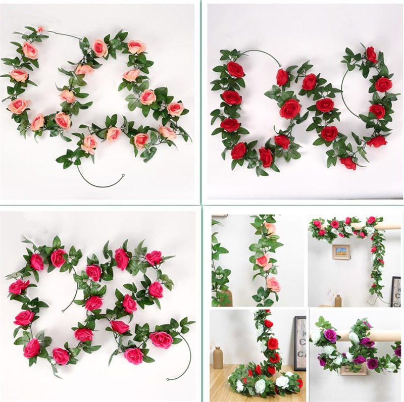 

Artificial Rose Flower Vines Wedding Decorations Silk Wisteria Flowers Rattan Home Garden DIY Garland Party Table Centerpiece Decorative, As picture