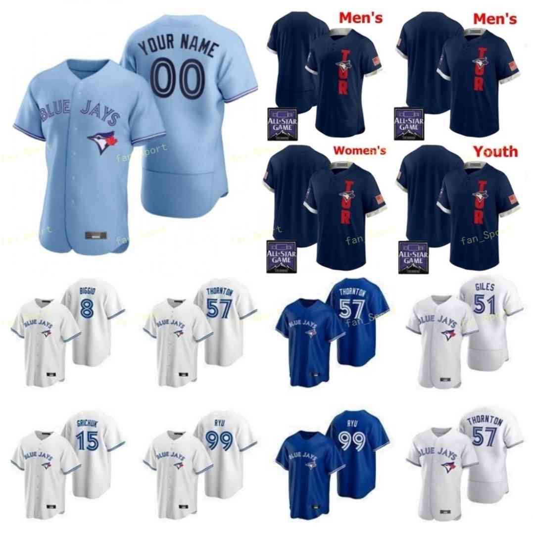 

Men Women Youth 2021 All-Star Game Baseball Jerseys 43 Carl Edwards 5 Santiago Espinal 15 Randal Grichuk 9 Danny Jansen 47 Anthony Kay Custom Stitched