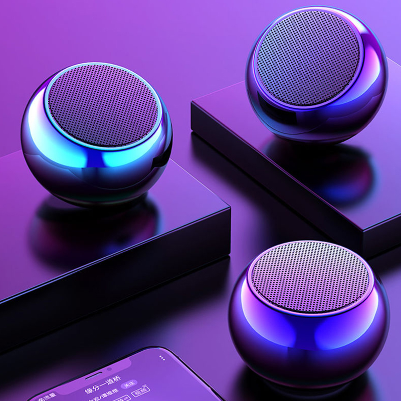 

Wireless Bluetooth Portable Speakers 3D Mini M3 Colorful Electroplating Round Steel Cannon Radio Support U Disk Subwoofer