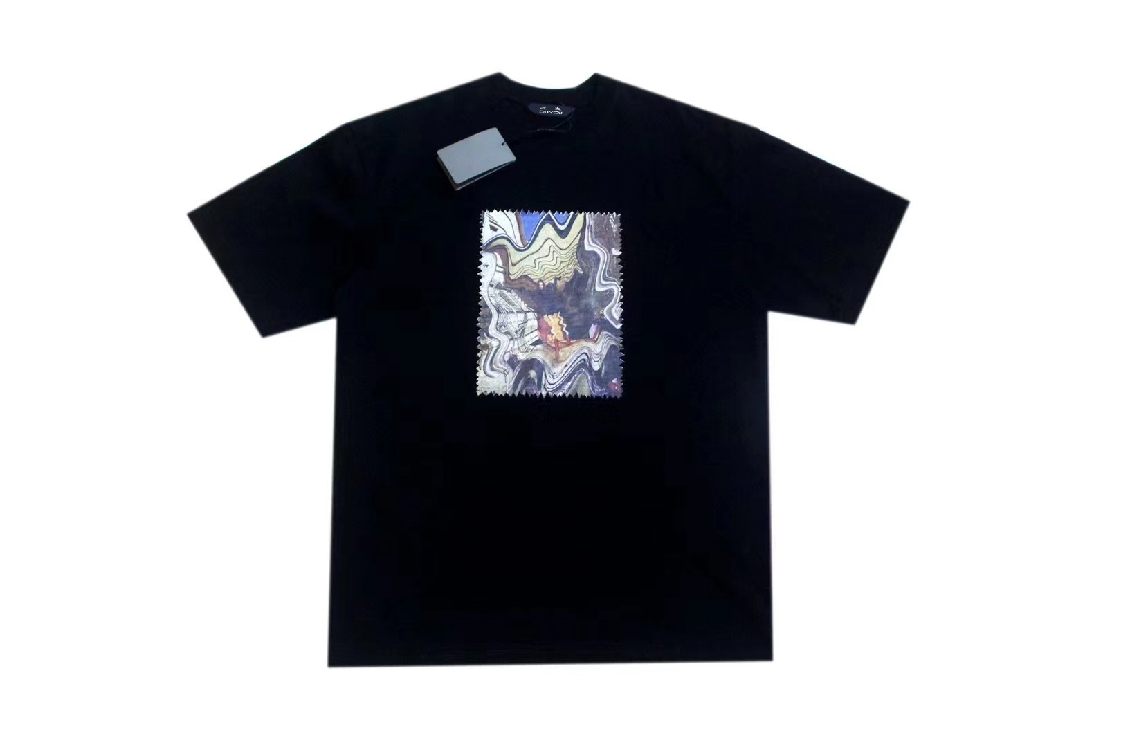 

OVERSIZED T SHIRT Abstract Painting Cotton T-shirt Men Short Sleeve T Shirts Large Fit Hip Hop Streetwear Tees Fashion Women Tops DY85526, Black