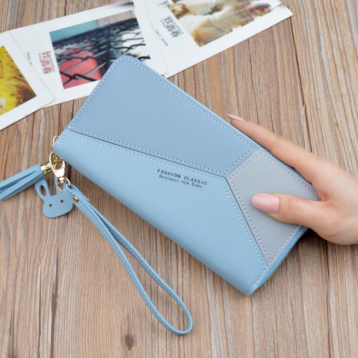 

Factory outlet brand women hand bag multi-card printed leather purse fashion Butterfly buckle coin purses personality diamond long wallet, Blue3(printing box packaging)