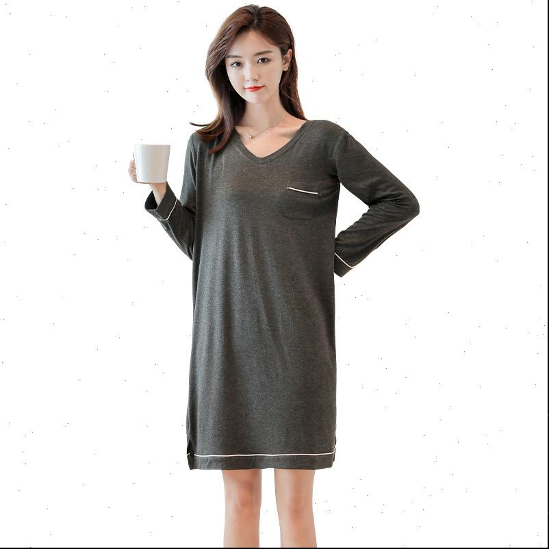 

modal long sleeved plus size women sleepwear nuisette femme loose style nightwear home night gown cotton chemise de nuit, Black;red