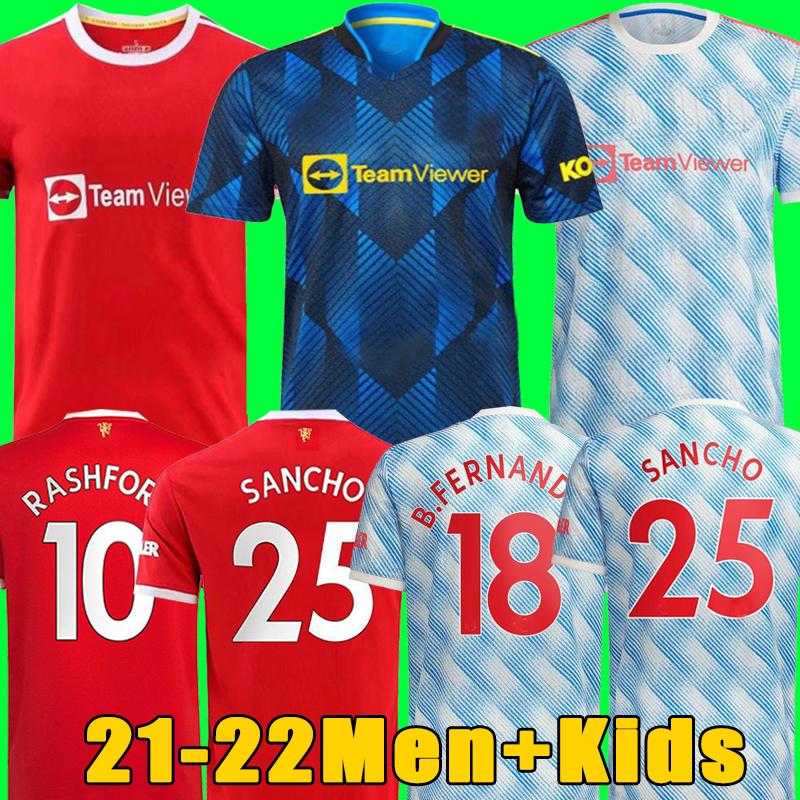 

21 22 Manchester soccer jerseys Fans Player verison UNITED CAVANI Camiseta futbol UTD VAN DE BEEK B. FERNANDES RASHFORD Men kids kits jersey 2021 2022 football shirt, Kids away
