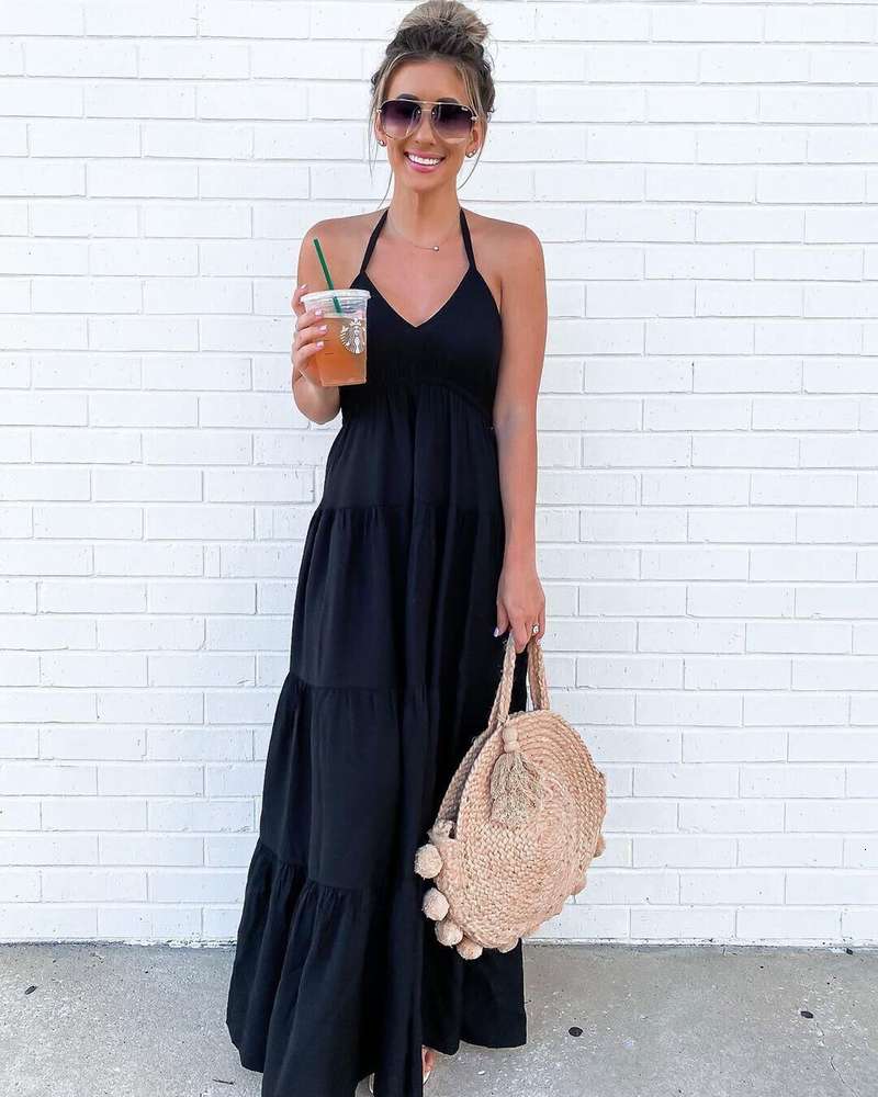 

Summer long black temperament commuter suspender mid waist skirt fashion sexy dress, Black;gray