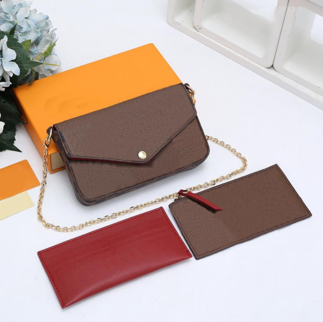 

High quality wallet wallet three-piece luxury handbag chain shoulder designer cross-body bag female handbag new style with original box wholesale, Customize