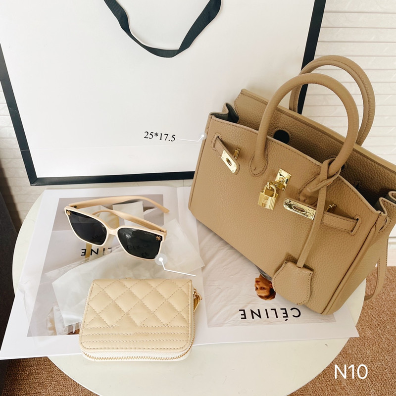 

Fashion star glasses combination high quality Lou vdeng women's bag Vintage luxury designer original Leather Messenger Shoulder zipper portable (three in one set), Split