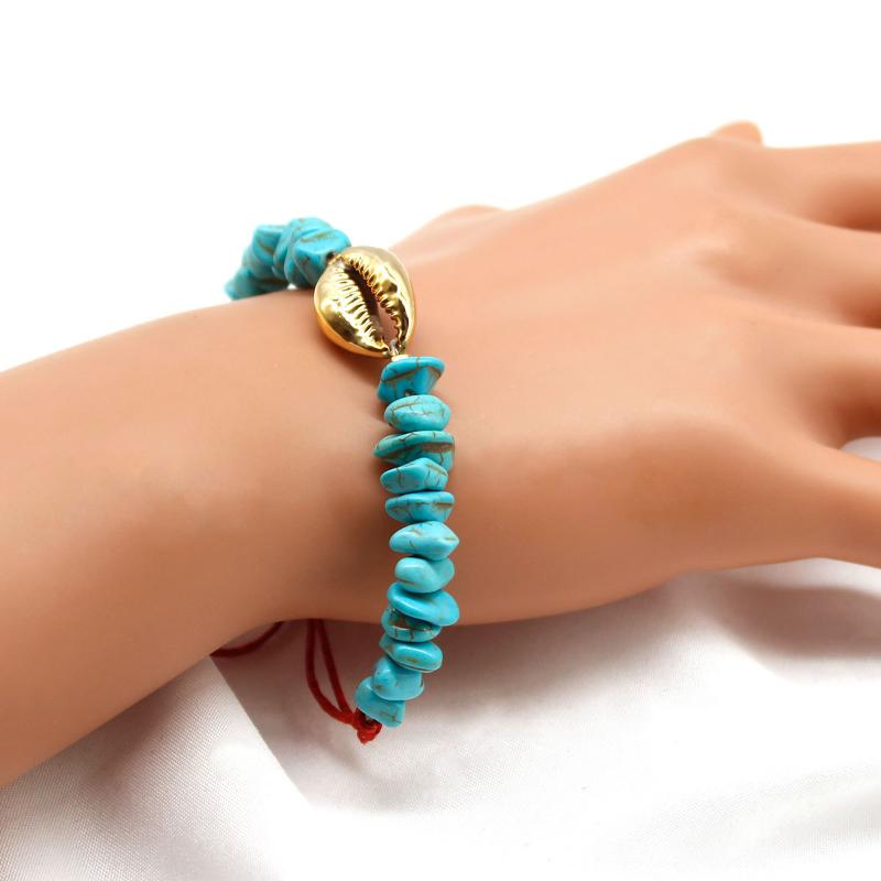 

Charm Bracelets Design Hand Woven Red Rope Chain For Women Natural Stone Metal Shell Adjustable Bracelet Femme